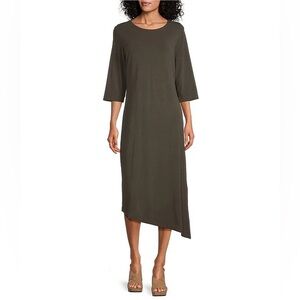 BRYN WALKER Sydney Organic Bamboo Cotton Blend Asymmetrical Dress